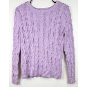 Land's End Women's Lavender Purple Cable Knit Drifter Sweater , Medium, 10, 12